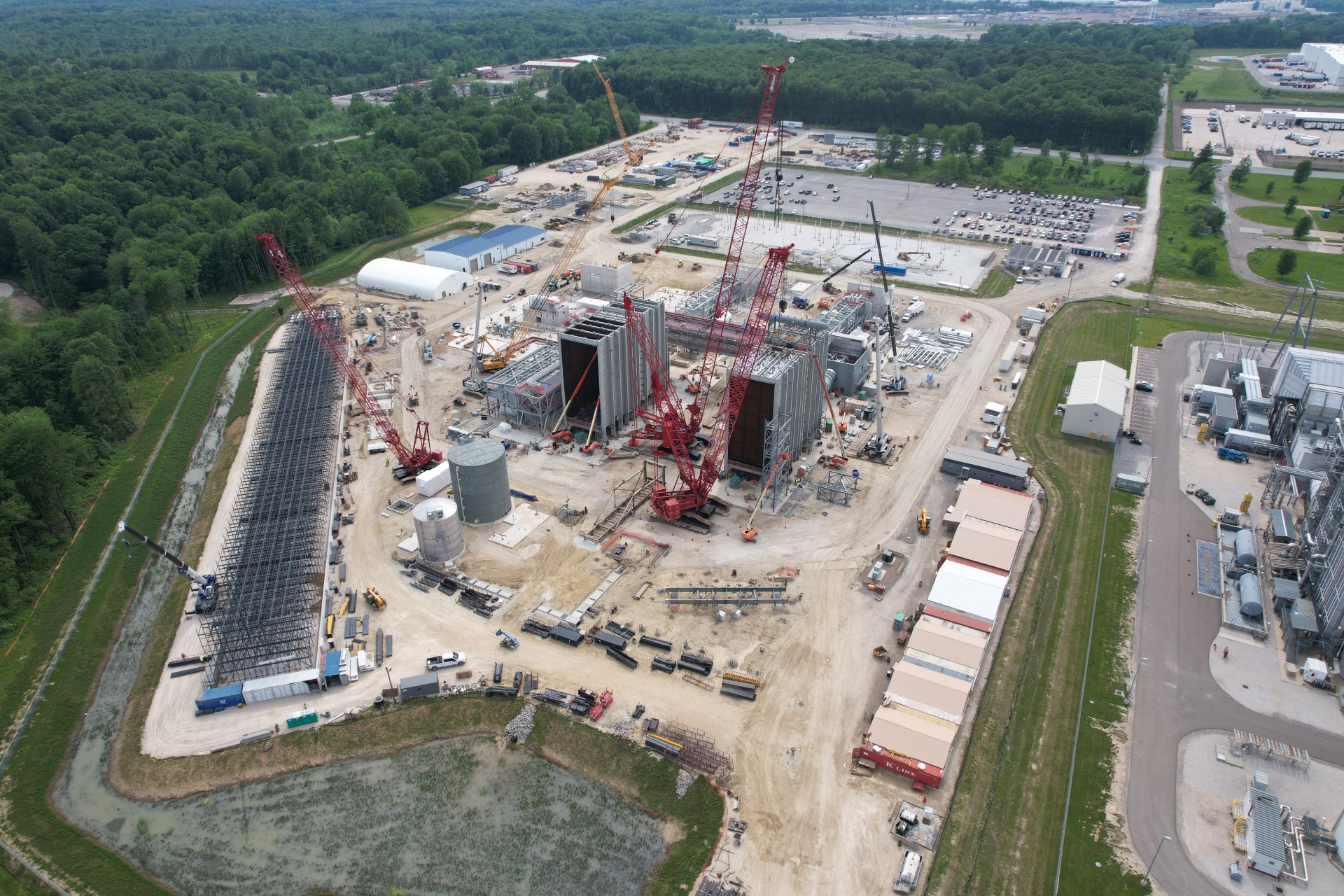 Trumbull Energy Center construction site aerial